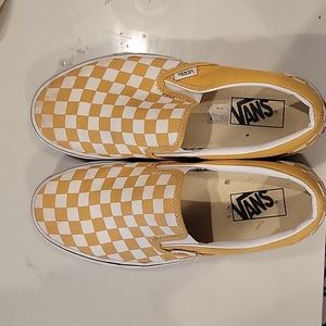 Vans mustard/ white checked size 9 women's/ 7.5 men's EUC